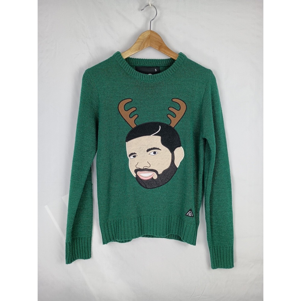 American‎ Stitch Drake Cable-Knit Sweater Size Small Green Embroidered